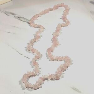 Pink Rose Quartz Chipped Necklace 34‎ inches